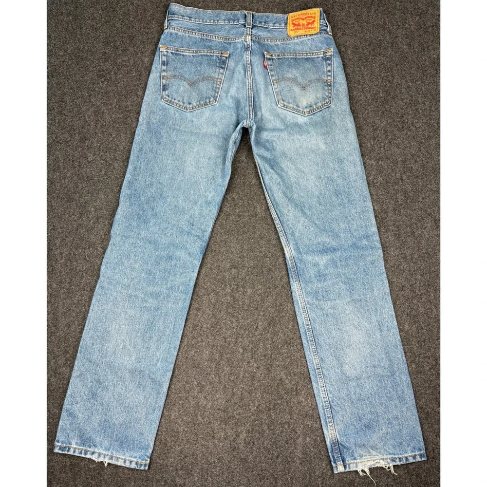 Levis 505 Regular Fit Straight Leg Light Wash Denim Jeans Mens 33x32 00505-4891